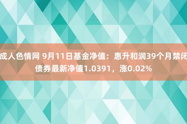 成人色情网 9月11日基金净值：惠升和润39个月禁闭债券最新净值1.0391，涨0.02%