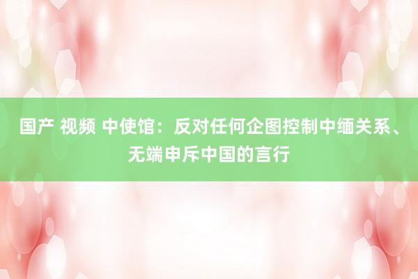 国产 视频 中使馆：反对任何企图控制中缅关系、无端申斥中国的言行