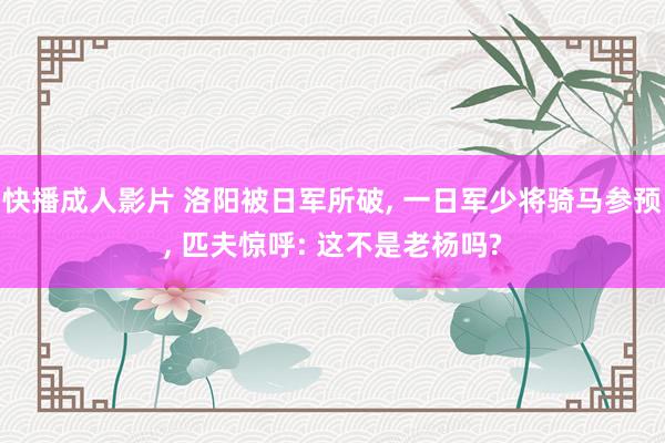 快播成人影片 洛阳被日军所破， 一日军少将骑马参预， 匹夫惊呼: 这不是老杨吗?