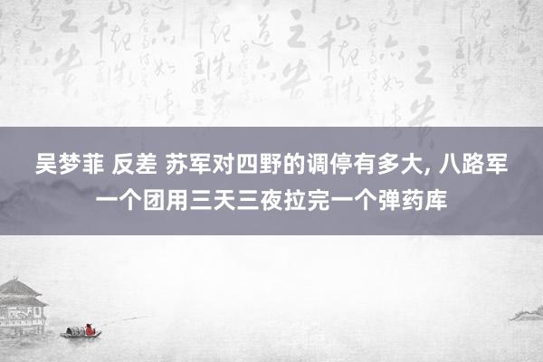 吴梦菲 反差 苏军对四野的调停有多大， 八路军一个团用三天三夜拉完一个弹药库