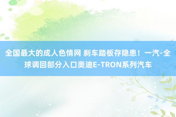 全国最大的成人色情网 刹车踏板存隐患！一汽-全球调回部分入口奥迪E-TRON系列汽车