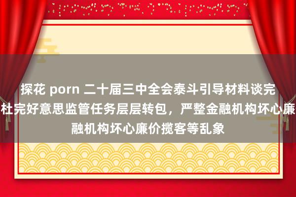 探花 porn 二十届三中全会泰斗引导材料谈完善金融监管：杜完好意思监管任务层层转包，严整金融机构坏心廉价揽客等乱象