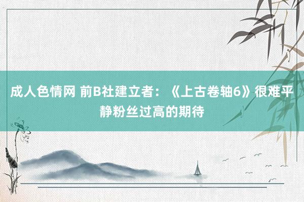 成人色情网 前B社建立者：《上古卷轴6》很难平静粉丝过高的期待