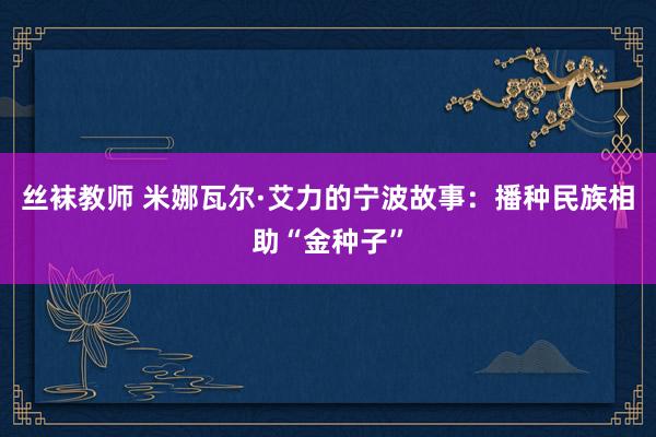 丝袜教师 米娜瓦尔·艾力的宁波故事：播种民族相助“金种子”