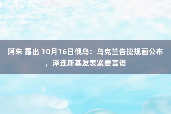 阿朱 露出 10月16日俄乌：乌克兰告捷规画公布，泽连斯基发表紧要言语