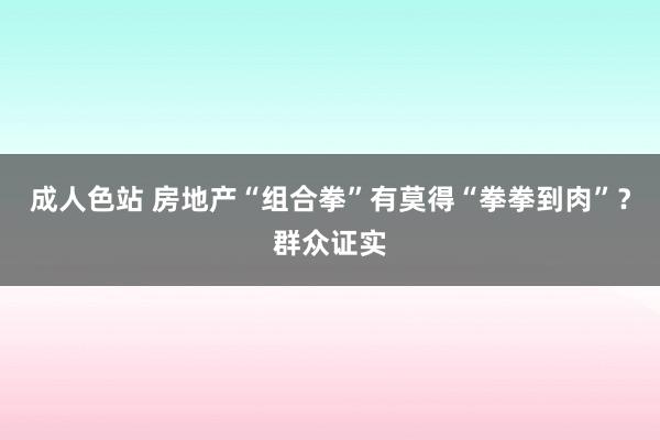 成人色站 房地产“组合拳”有莫得“拳拳到肉”？群众证实