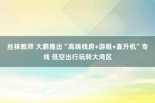 丝袜教师 大鹏推出“高端栈房+游艇+直升机”专线 低空出行玩转大湾区