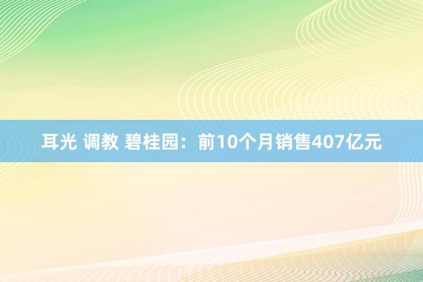 耳光 调教 碧桂园：前10个月销售407亿元