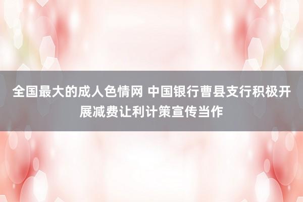 全国最大的成人色情网 中国银行曹县支行积极开展减费让利计策宣传当作