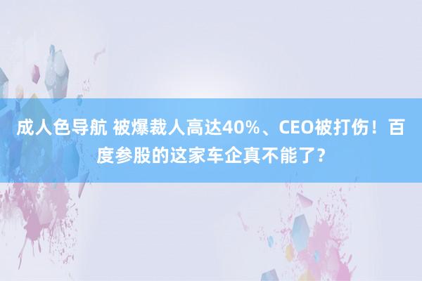 成人色导航 被爆裁人高达40%、CEO被打伤！百度参股的这家车企真不能了？