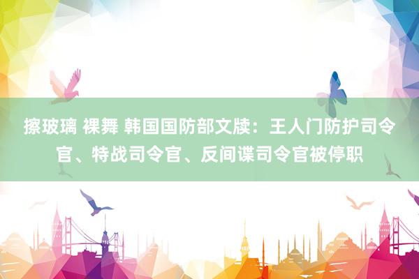 擦玻璃 裸舞 韩国国防部文牍：王人门防护司令官、特战司令官、反间谍司令官被停职