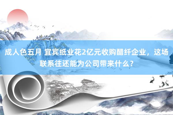 成人色五月 宜宾纸业花2亿元收购醋纤企业，这场联系往还能为公司带来什么？