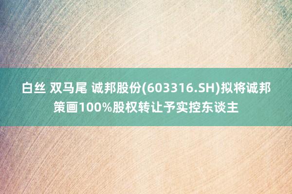 白丝 双马尾 诚邦股份(603316.SH)拟将诚邦策画100%股权转让予实控东谈主