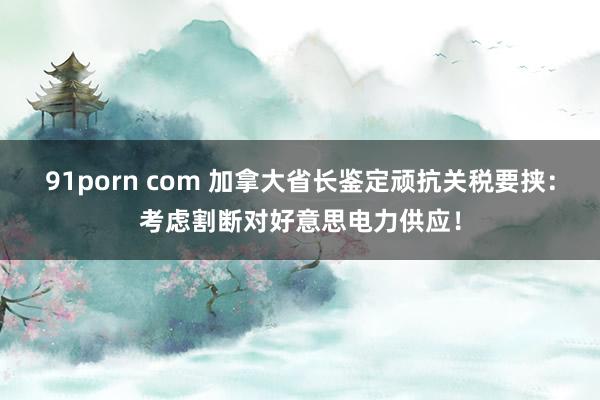 91porn com 加拿大省长鉴定顽抗关税要挟：考虑割断对好意思电力供应！