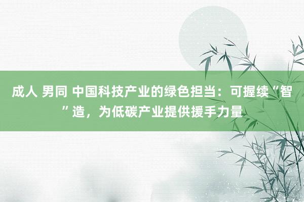 成人 男同 中国科技产业的绿色担当：可握续“智”造，为低碳产业提供援手力量