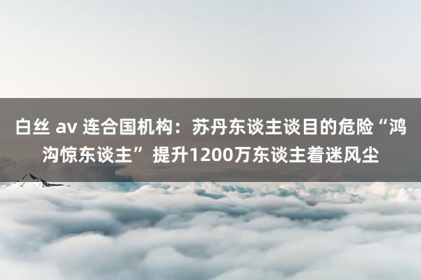 白丝 av 连合国机构：苏丹东谈主谈目的危险“鸿沟惊东谈主” 提升1200万东谈主着迷风尘