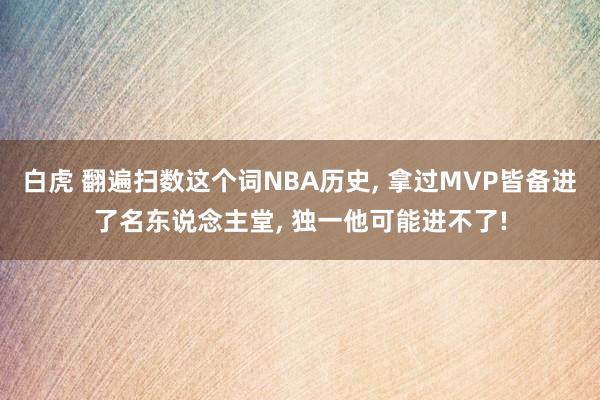 白虎 翻遍扫数这个词NBA历史, 拿过MVP皆备进了名东说念主堂, 独一他可能进不了!