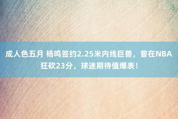 成人色五月 杨鸣签约2.25米内线巨兽，曾在NBA狂砍23分，球迷期待值爆表！