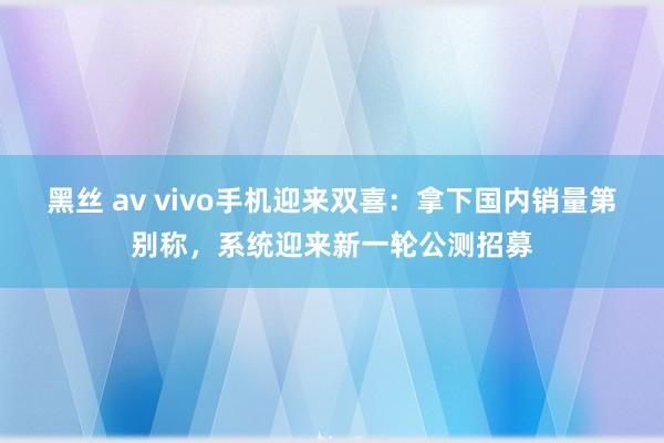 黑丝 av vivo手机迎来双喜：拿下国内销量第别称，系统迎来新一轮公测招募