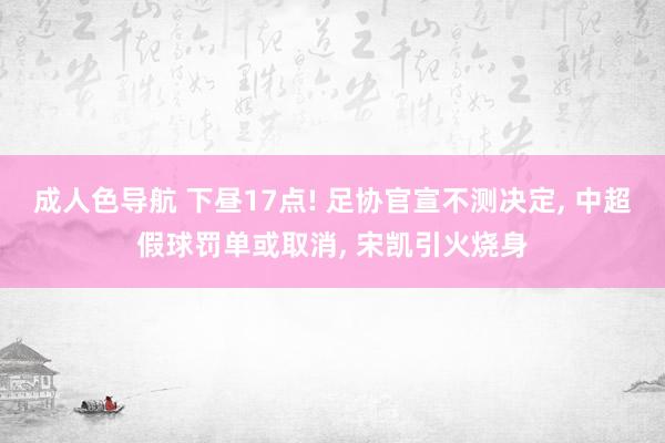 成人色导航 下昼17点! 足协官宣不测决定, 中超假球罚单或取消, 宋凯引火烧身