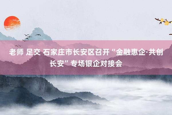 老师 足交 石家庄市长安区召开“金融惠企·共创长安”专场银企对接会