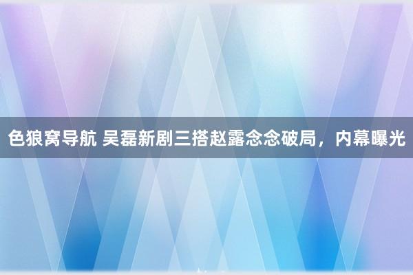 色狼窝导航 吴磊新剧三搭赵露念念破局，内幕曝光